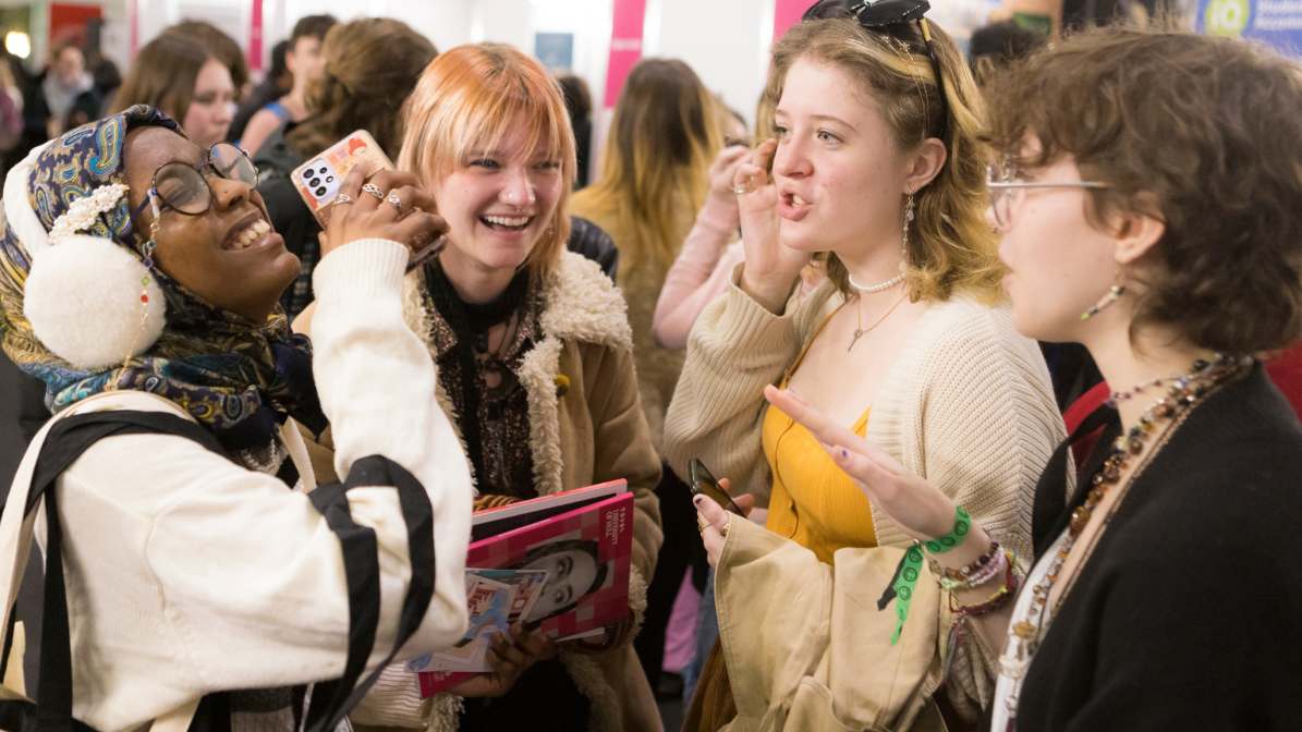 A group of four young people at a UCAS Discovery event