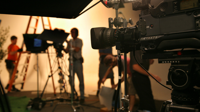 Film studies apprentices in studio
