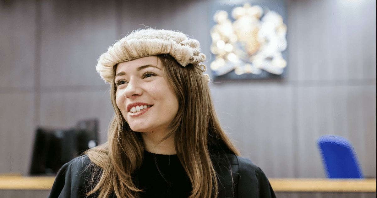 Law apprentice in mock court